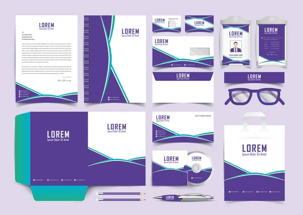 Corporate Business Branding Briefpapier Identiteit Sjabloon Ontwerp Trendy Briefpapier Set — Stockvector