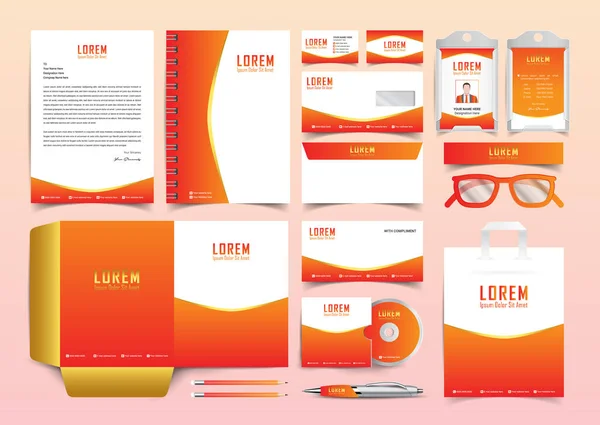 Corporate Business brand Identity template design, trendy stationery set with element of decorative. Modern abstract business card, letterhead, id card, paper bag, folder design vector eps.