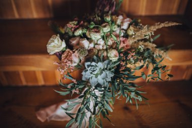 Düğün. Bir buket Pembe çiçek