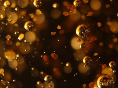 Altın toplar soyut makro renkleri farklı şekillerde kabarcıklar