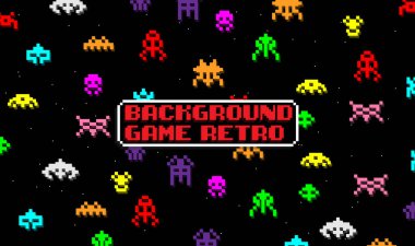 Uzay yaratıkları Retro tarzı ile arka plan oyunu