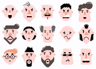 karakter yüz düz emoji simgesi gülümseme kümesi