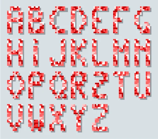 Alfabet In stijl Pixel Retro Vintage rode Simple — Stockvector
