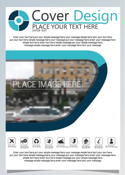Broschürenvorlage für jährliche technologiebezogene Neuposten, Vektordesign a4-Layout mit Platz für Text und Fotos blau zehn — Stockvektor