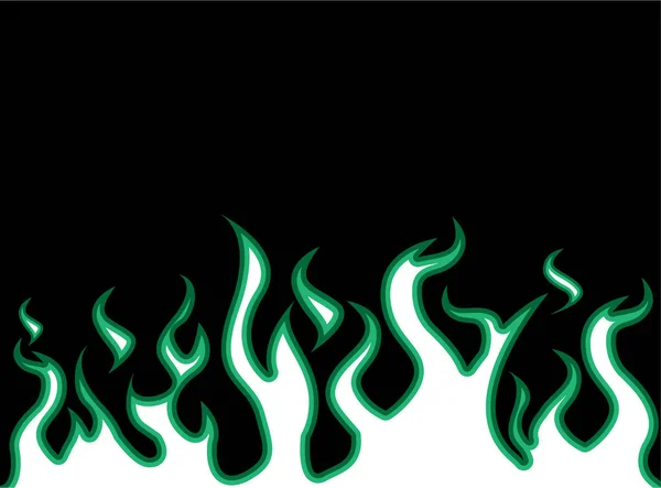 Fire flames style carton  green — Stock Vector