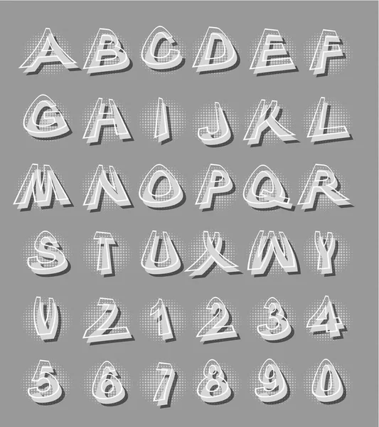 Alfabeto en estilo moderno con letras distorsionadas con sombreado gris oscuro — Vector de stock