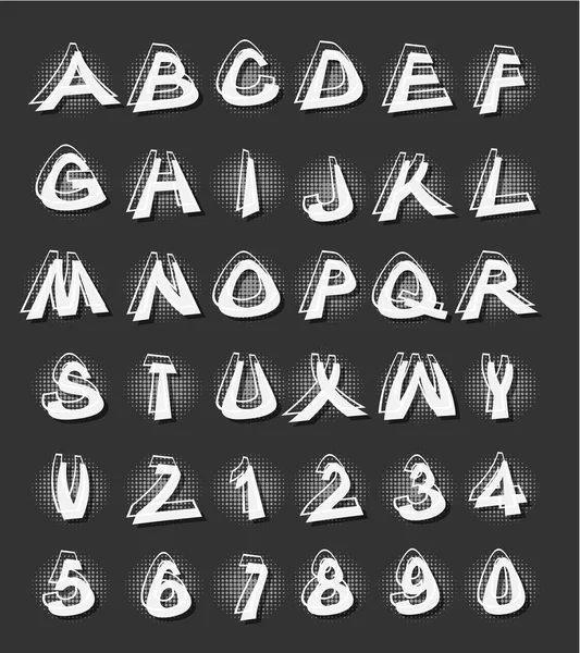 Αλφάβητο σε μοντέρνο στυλ με παραμορφωμένα γράμματα με λευκή σκίαση — Διανυσματικό Αρχείο
