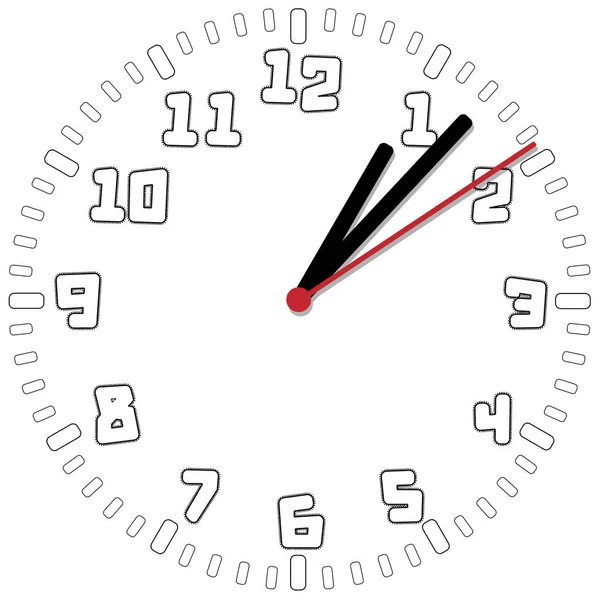 Reloj blanco y negro Edición simple de cincuenta y cinco — Archivo Imágenes Vectoriales