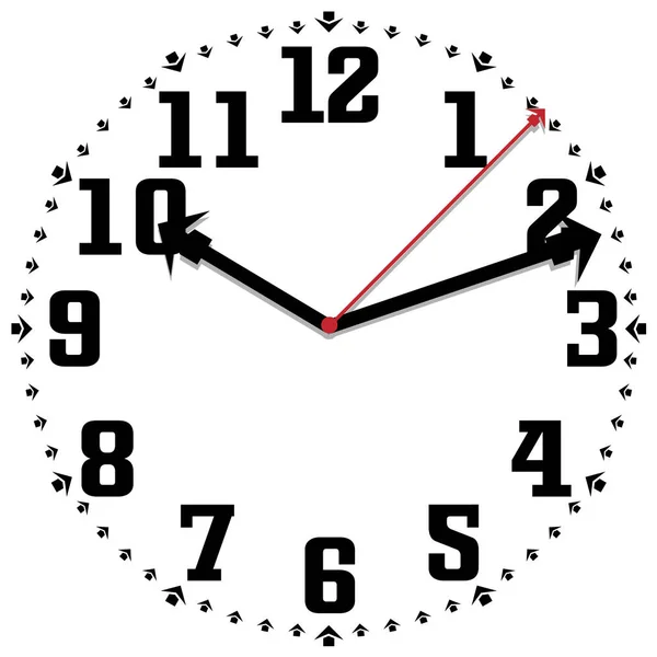 Schwarz-weiße Uhr einfache zweiundfünfzig Ausgabe — Stockvektor