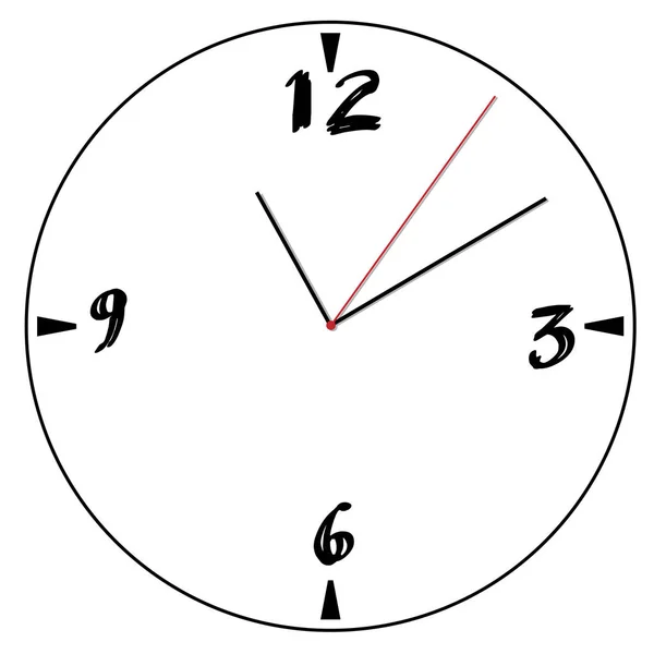 Einfache schwarz-weiße Uhr 42. Auflage — Stockvektor