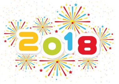 Havai fişek ikinci baskı ile 2018 mutlu yeni yıl arka plan