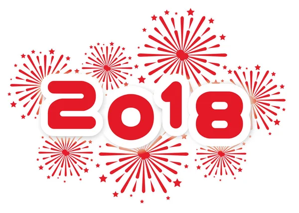 2018 Щасливий новорічний фон з феєрверками — стоковий вектор