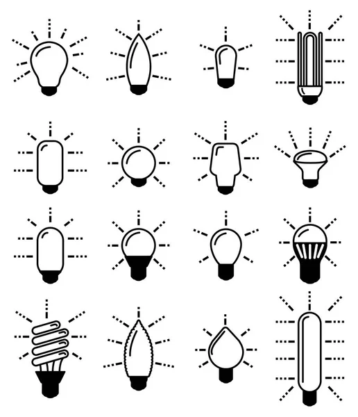 Icônes simples icônes de ligne d'ampoules — Image vectorielle