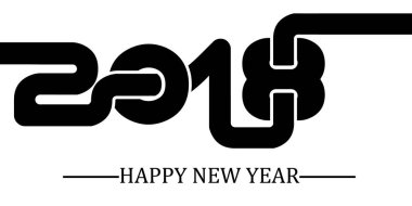 2018 mutlu yeni yıl basit siyah iki yazma