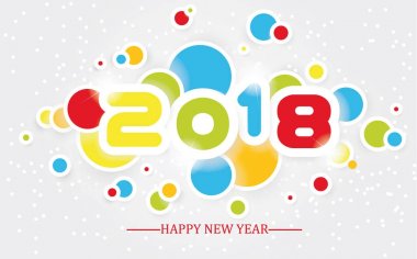 gölgelendirme ile 2018 mutlu yeni yıl basit yazma multicolour