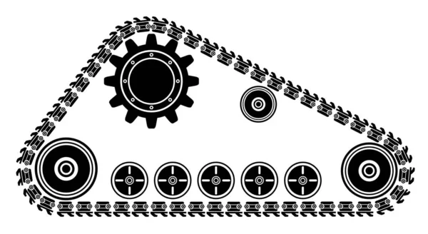 Voies Tank Tank Caterpillar Numéro Trois — Image vectorielle