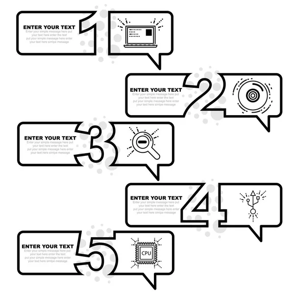 Business Infographic Template Numbers Options Steps Version Seven Black White — Stock Vector