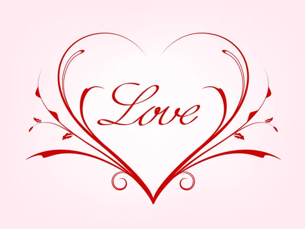 Cartão de Valentines com coração de linha —  Vetores de Stock