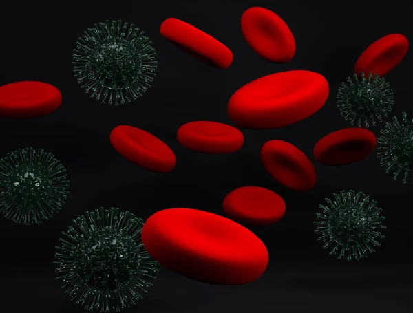 Virus Corona 2019 Con Sangre Covid 3Ds Render —  Fotos de Stock