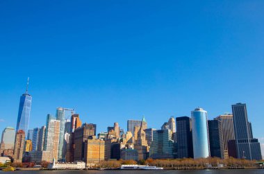 New York skyline isolated on the blue sky , United States October ,2018. 