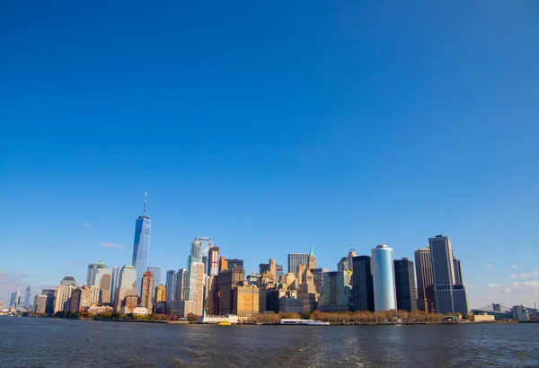 New York skyline isolated on the blue sky , United States October ,2018. 
