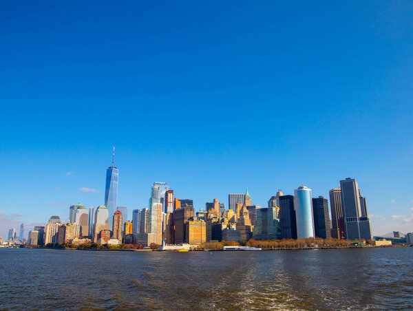 New York skyline isolated on the blue sky . October ,2018