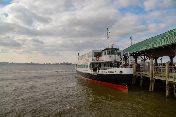 Tourists boat in New York harbor. November 2018 .