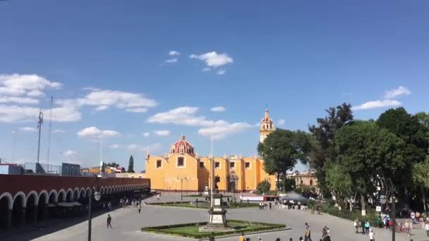 Cholula Puebla Mexiko Sent 2017 Detta Tidsinställd Denna Downtown Många — Stockvideo