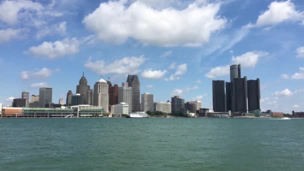 Detroit Michigan Verenigde Staten Augustus 2019 Detroit Zijn Rivier Van — Stockvideo