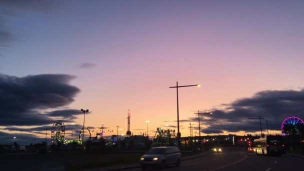 Silueta Del Recinto Ferial Quebec Atardecer — Vídeo de stock