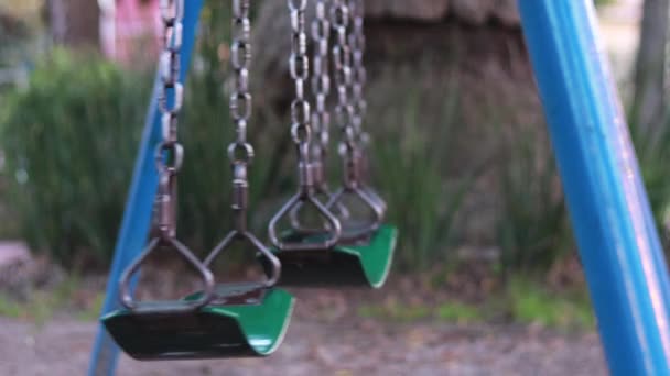 Magányos Swing Egy Parkban Mozog Oda Vissza — Stock videók