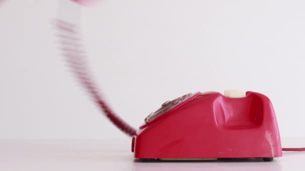 Hand Dialing Old Red Telephone — Stock Video