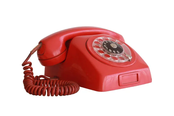Altes Rotes Telefon Isoliert — Stockfoto