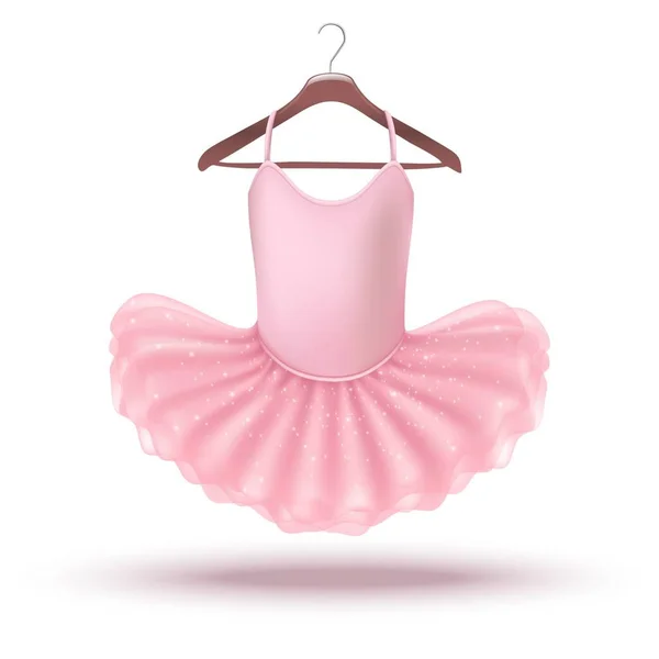 Векторная Икона Маленькая Девочка Розовое Платье Балерины Вешалке Изолированный Белом — стоковый вектор