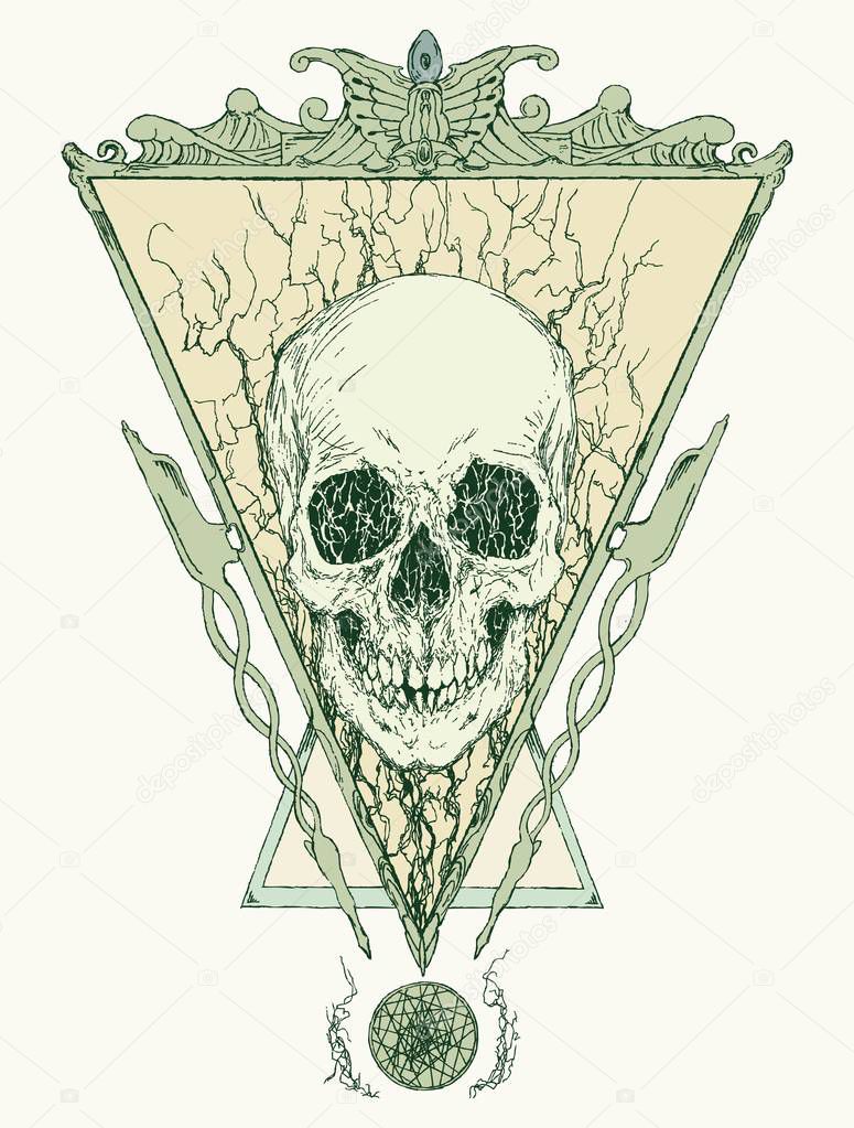 Vector skull with triangle