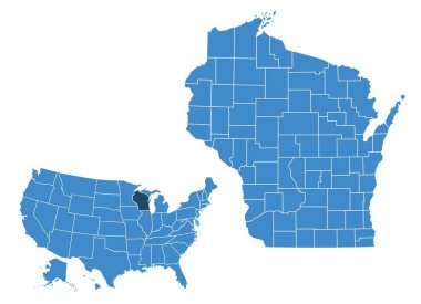 Map of Wisconsin state clipart