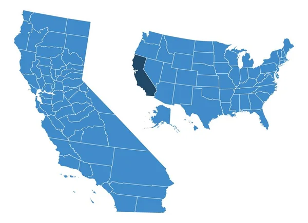 Mapa Estado Califórnia —  Vetores de Stock
