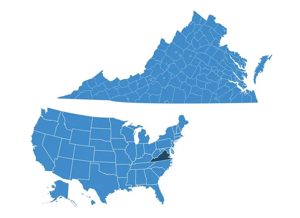 Карта Verginia Держави — стоковий вектор