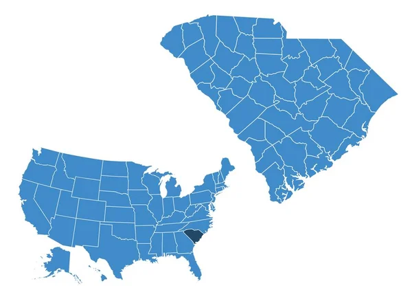 Mapa Estado Carolina —  Vetores de Stock