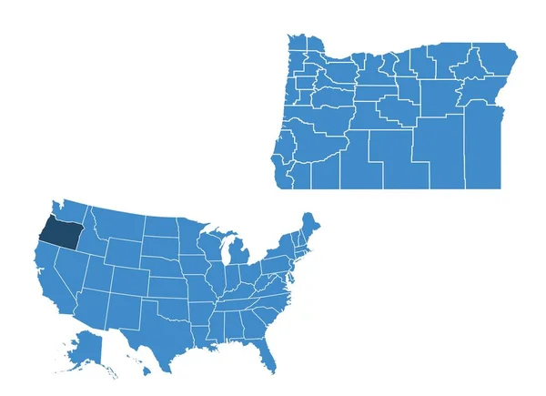 Mapa Estado Oregon — Vetor de Stock