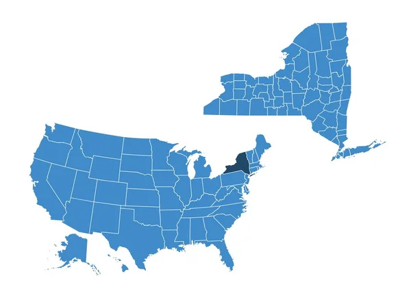 Karte Des Staates New York — Stockvektor