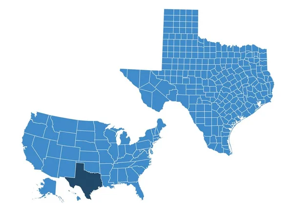 Karta Över Texastillståndet — Stock vektor