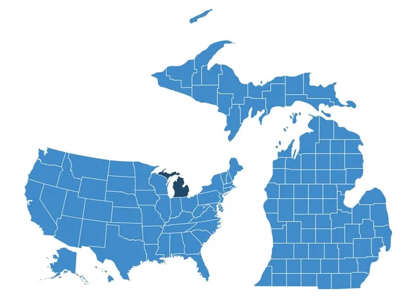 Karta Över Delstaten Michigan — Stock vektor