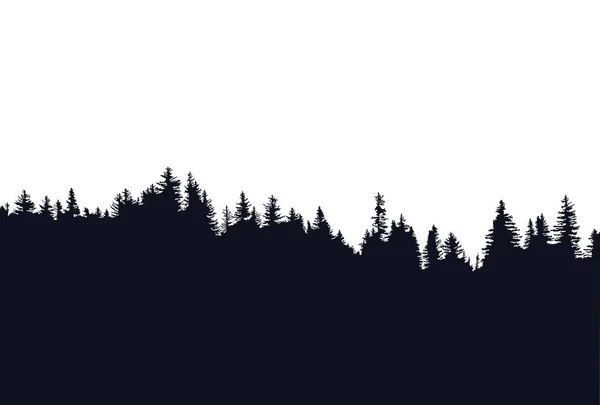 Silueta Bosque Contorno Negro — Vector de stock