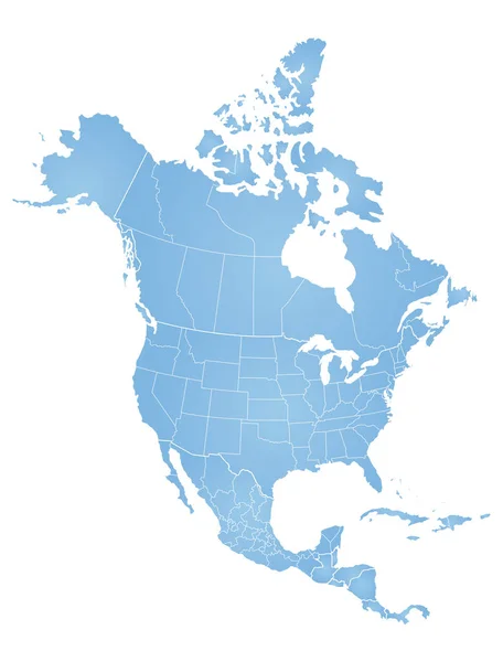 Mapa North Ameraca — Vetor de Stock