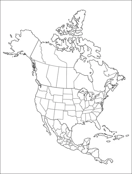 Mapa América Norte — Vetor de Stock