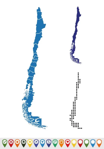 Definir Mapas Chile —  Vetores de Stock