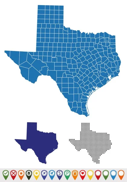 Definir Mapas Texas State —  Vetores de Stock