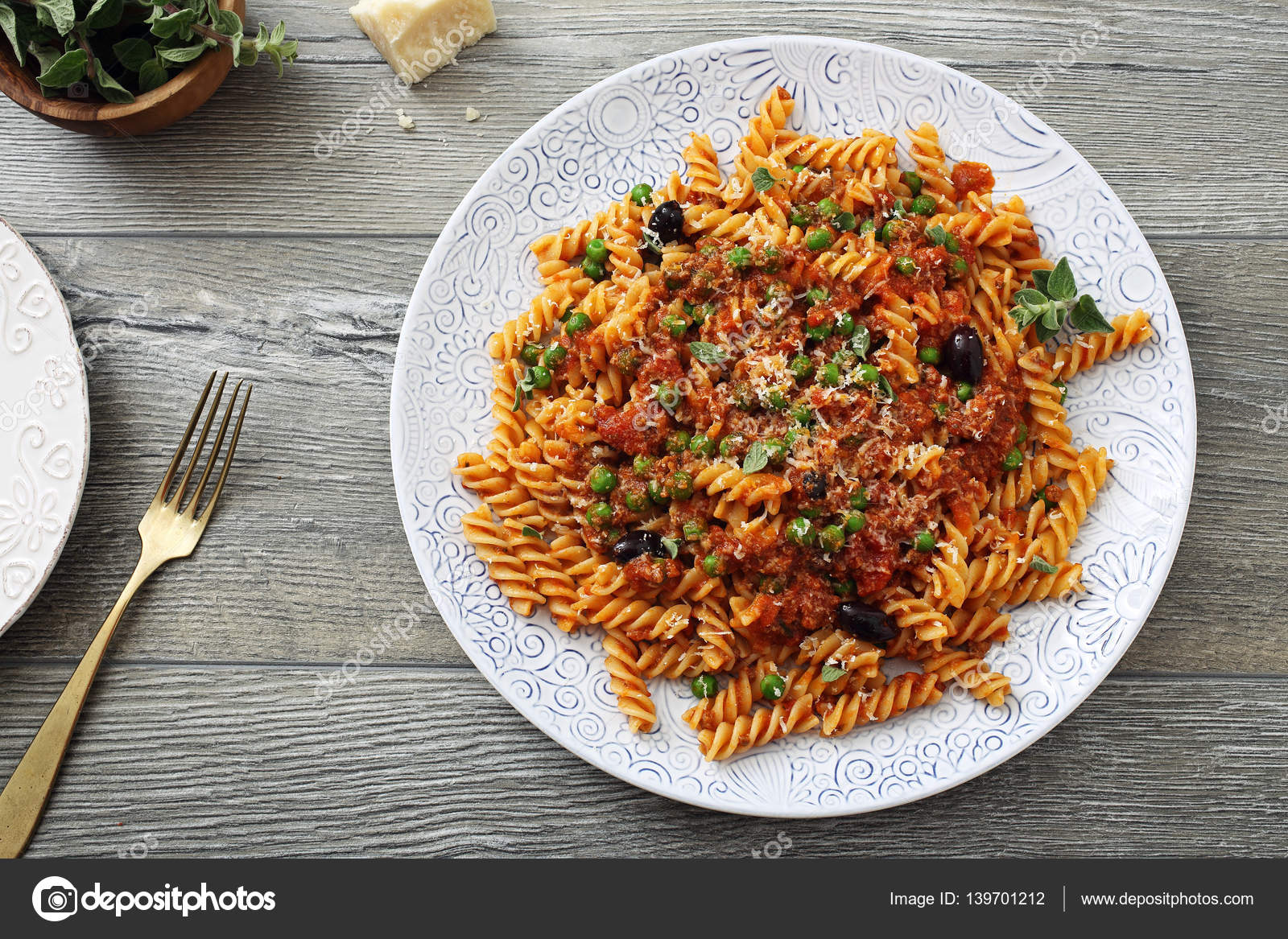 Fusilli pasta and bolognese Stock Photo by ©denio109 139701212