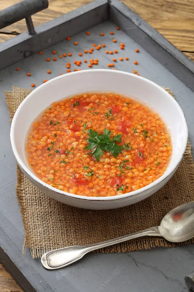 Pea soup with tomatoes — Stock Photo, Image